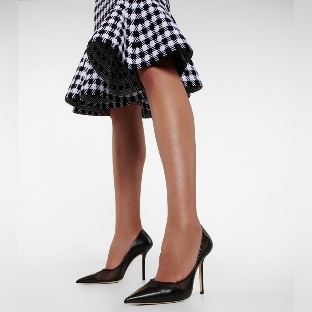 Jimmy Choo Love 85 Leather Mesh Pointed-Toe Pumps, New, Size 43 - Picture 3 of 16